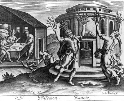 Philemon e Baucis, de uma edição das Metamorfoses de Ovídio, publicada em Paris em 1619, de Jean Matheus